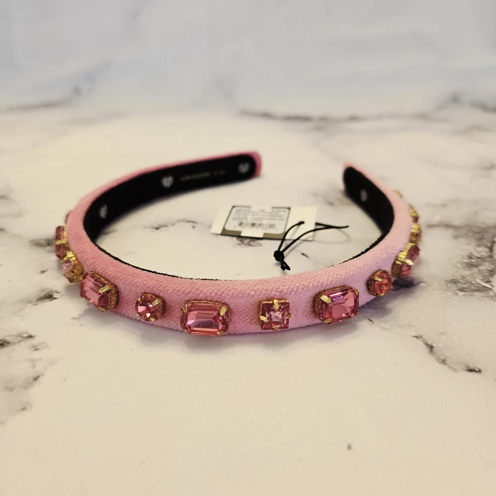 Lele Sadoughi Birthstone OCT - Rectangle Crystal Velvet Gigi Headband Tourmaline